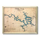 Wooden map of Lake of the Ozarks with family name and lake house details.