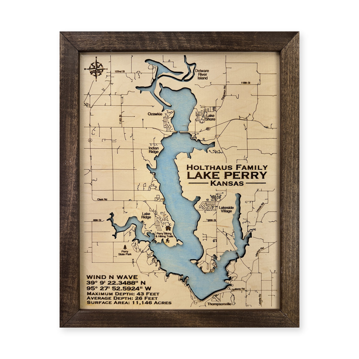 Lake Perry wood map — single layer, white background