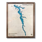 Engraved water layer map of Lake Roaming Rock. 