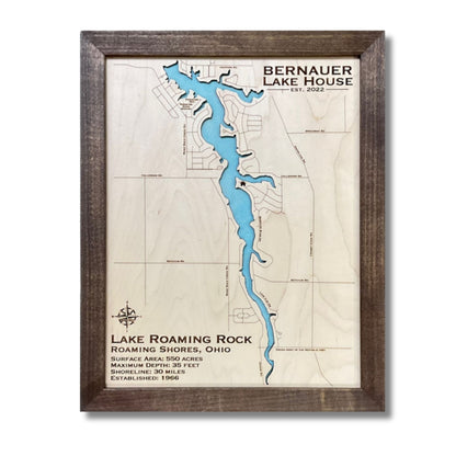 Single water layer Lake Roaming Rock wooden map. 