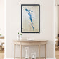 Custom wooden map of Lake Roaming Rock on a wall above a wooden console table.