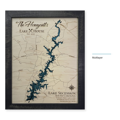Lake Secession Honeycutt wood map — multilayer, layer option shown
