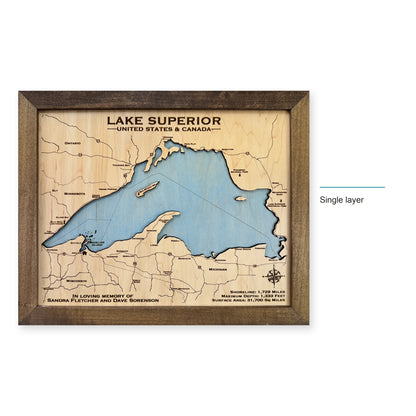 Lake Superior wood map — single layer, layer option shown