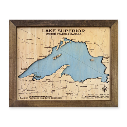 Lake Superior wood map — single layer, white background