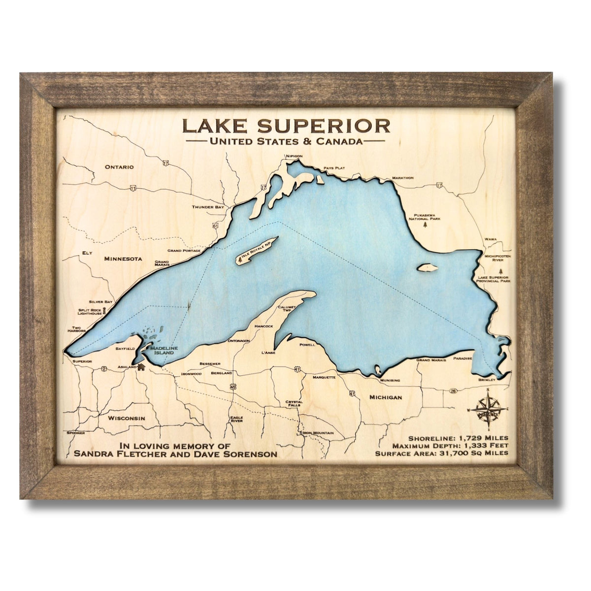 Single water layer map of Lake Superior.