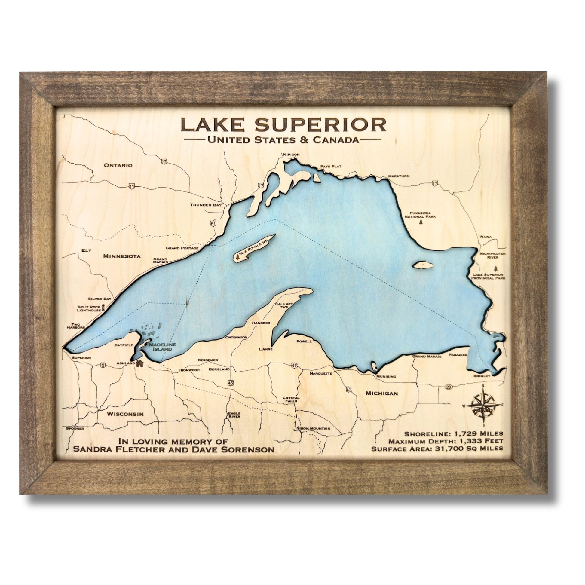 Single water layer map of Lake Superior.