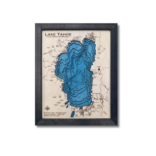 Multilayer map of Lake Tahoe.