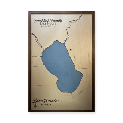 Lake Whales Froehlich wood map — single layer, white background