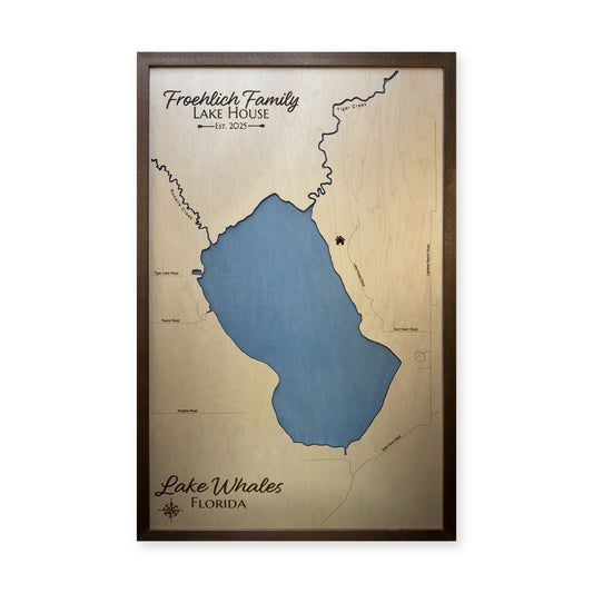 Lake Whales Froehlich wood map — single layer, white background