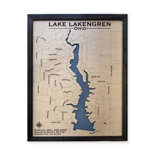 Lakengren Black Single wood map — single layer, white background