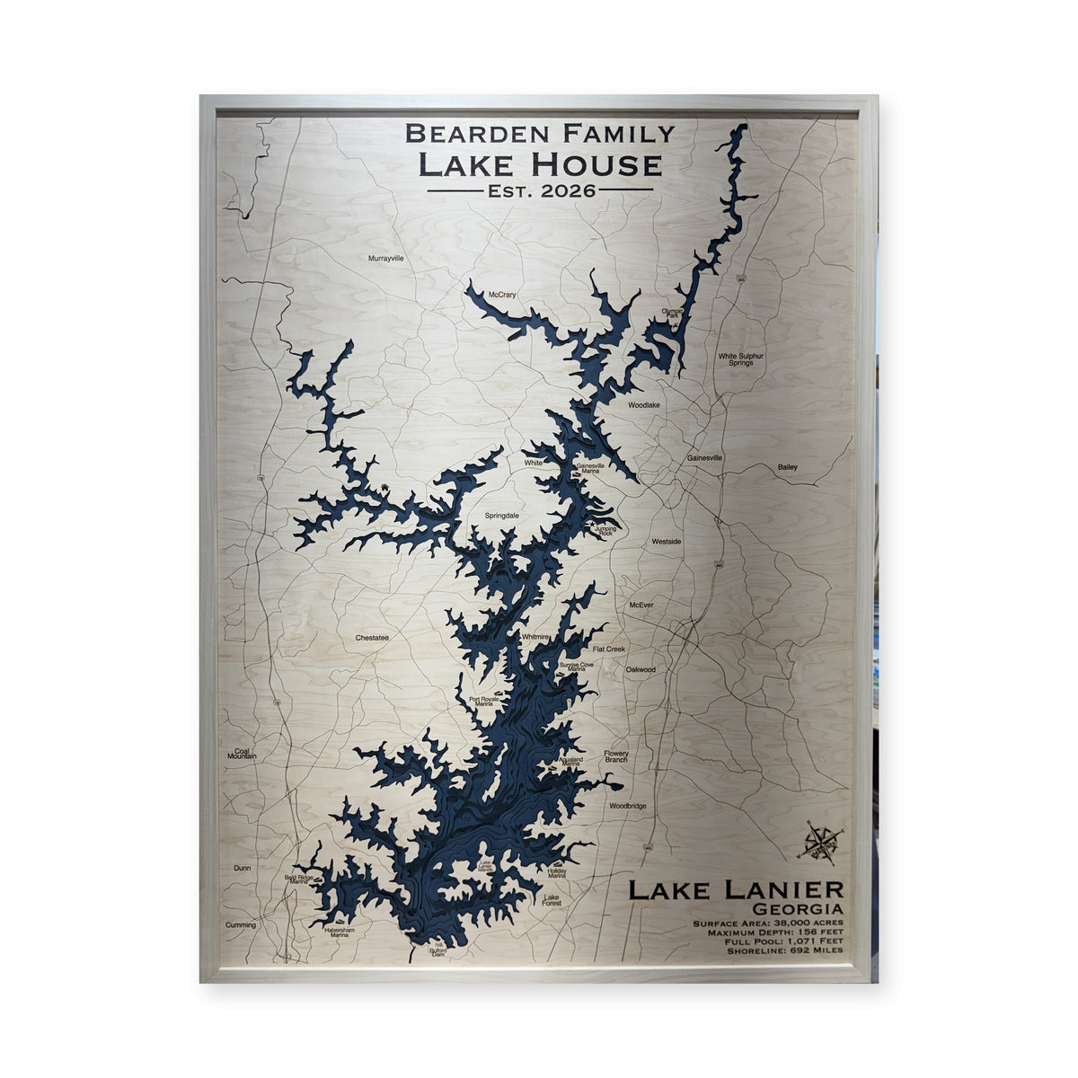 Lanier Bearden wood map — multilayer, white background