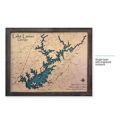 Lanier Corbin wood map — single layer with engraved contours, layer option shown