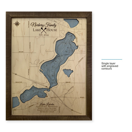 Latoka Norberg wood map — single layer with engraved contours, layer option shown