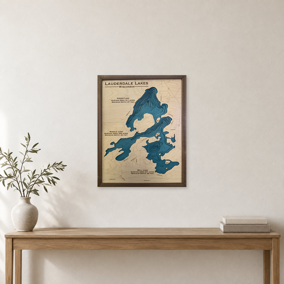 Lauderdale Multilayer wood map — multilayer, staged room mockup