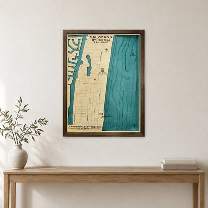 Lauderdale Salzman wood map — multilayer, staged room mockup