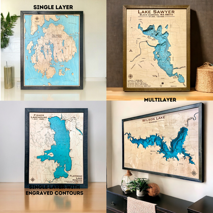 Torch Lake - Custom Wooden Map