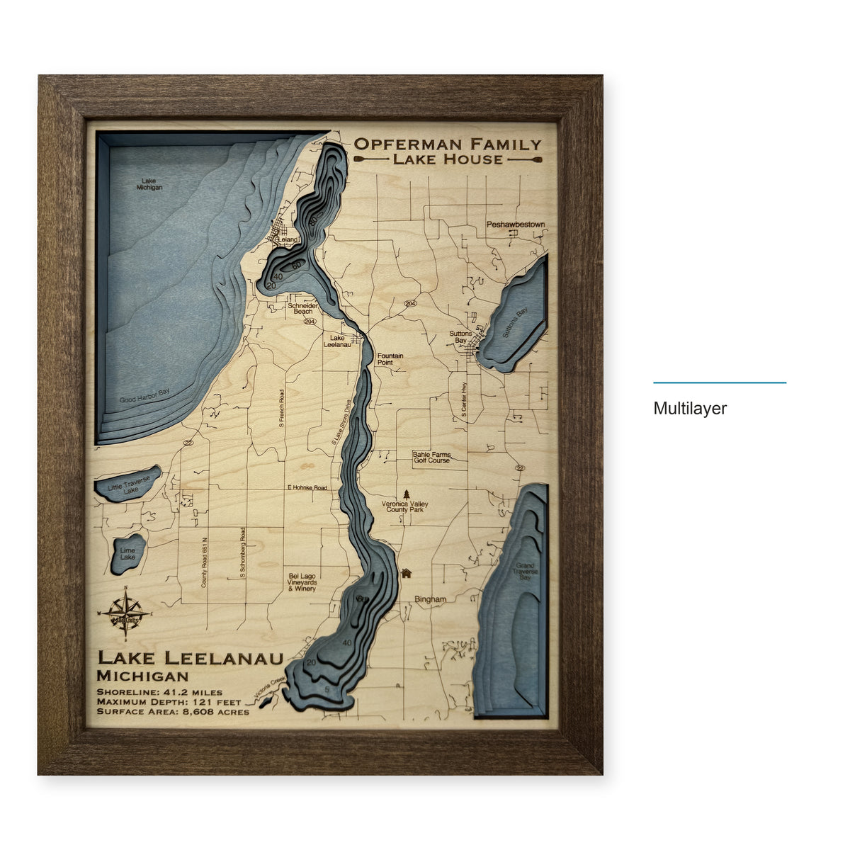 Leelanau Opferman wood map — multilayer, layer option shown