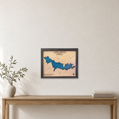 Lemon Finley wood map — single layer, staged room mockup