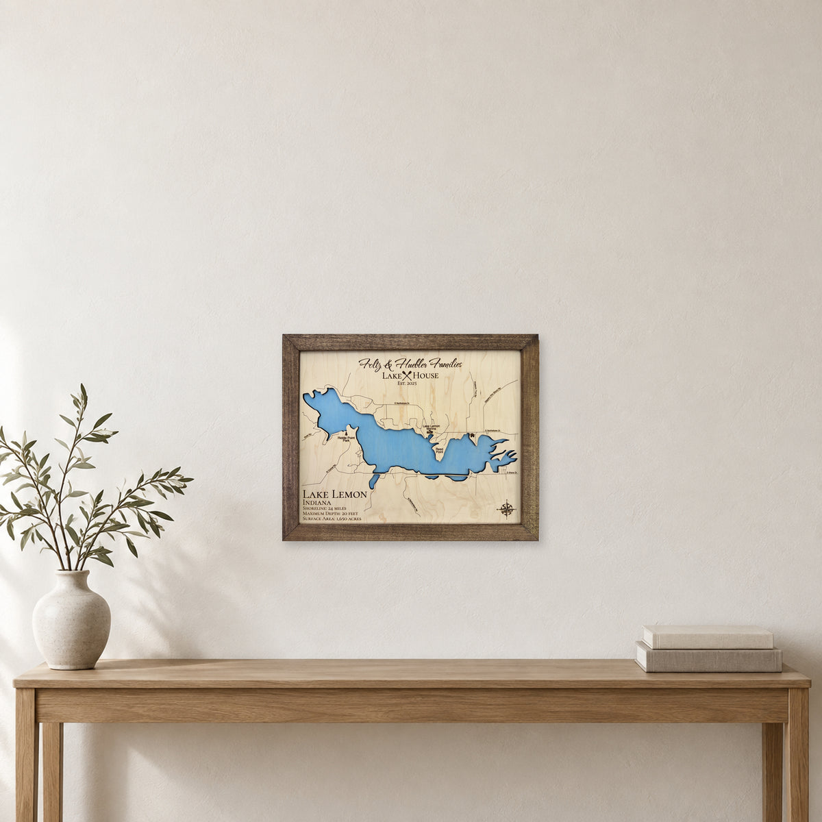 Lemon Mielke wood map — single layer, staged room mockup
