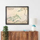 Framed wooden golf map of Lincolnshire Country Club on a wall above a wooden console table.