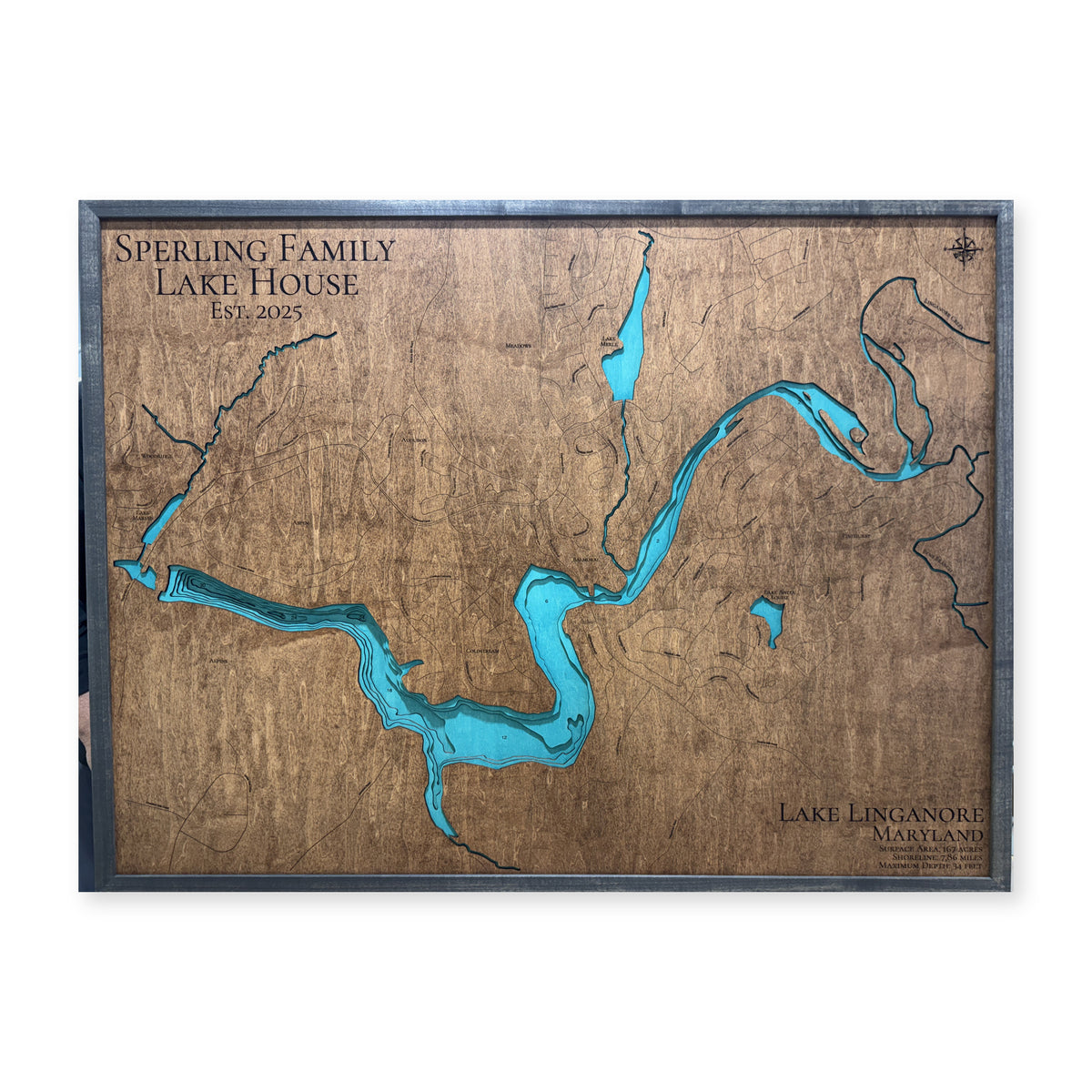 Linganore Sperling Finished wood map — multilayer, white background