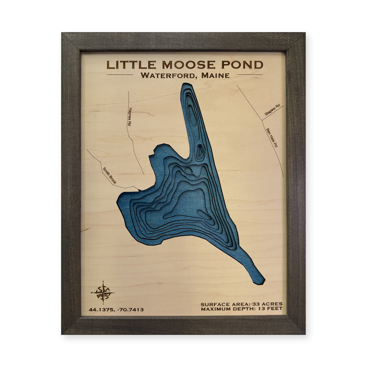 Little Moose Mcphee wood map — multilayer, white background