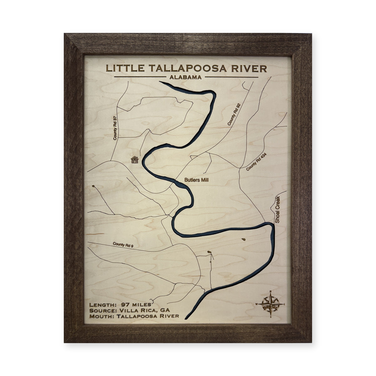 Little Tallapoosa wood map — single layer, white background