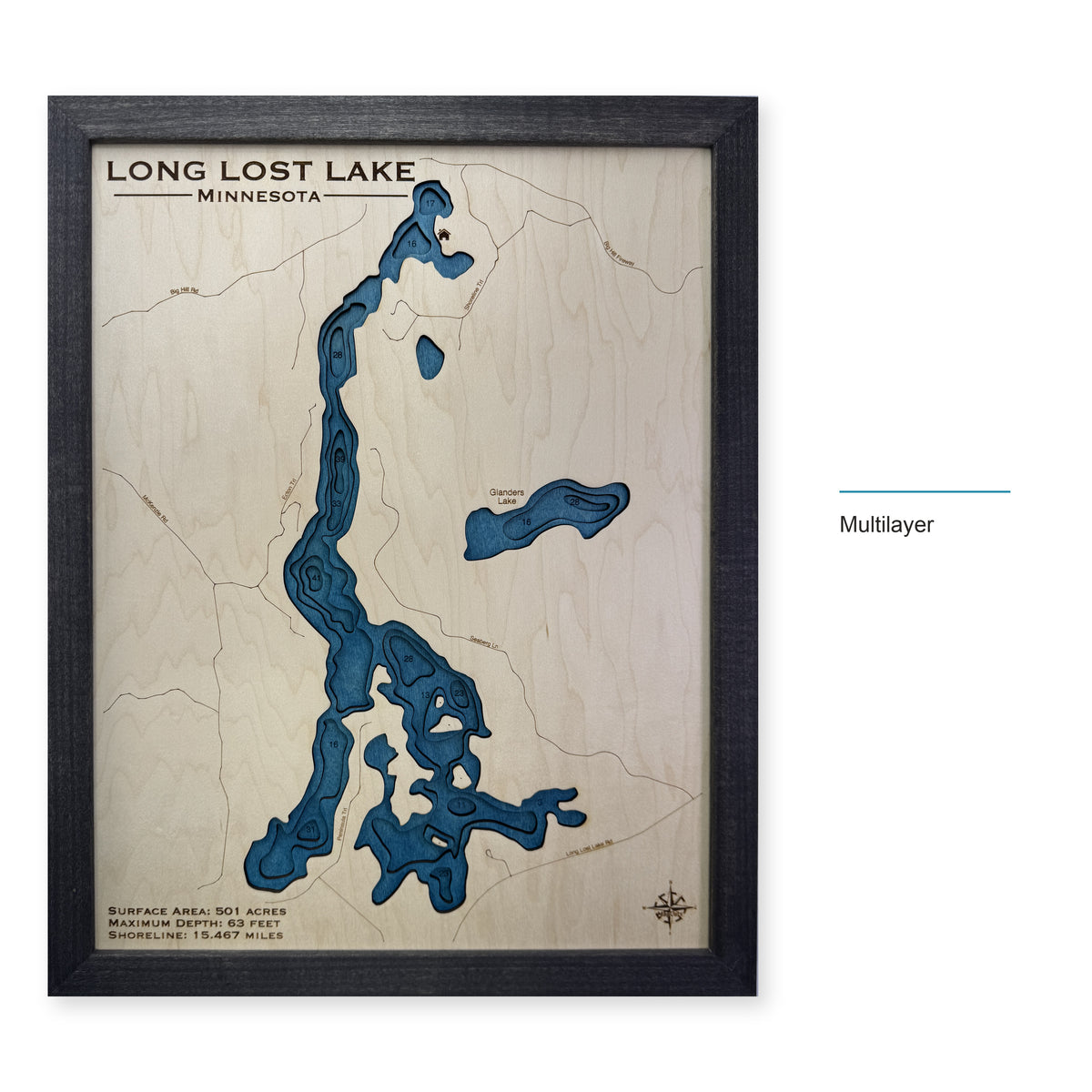 Long Lost Lake wood map — multilayer, layer option shown