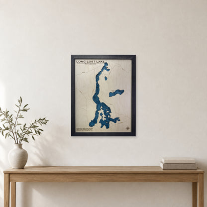 Long Lost Lake wood map — multilayer, staged room mockup