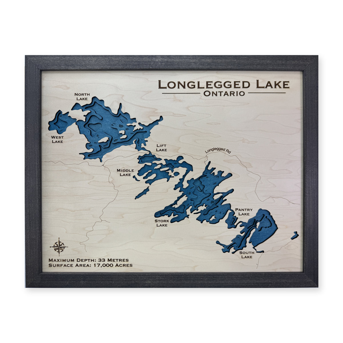 Longlegged Augustin wood map — multilayer, white background