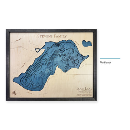 Loon Lake Hale Michigan wood map — multilayer, layer option shown