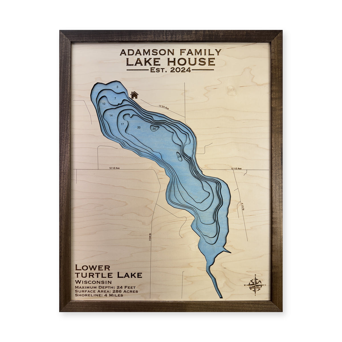 Lower Turtle Lake Adamson wood map — multilayer, white background