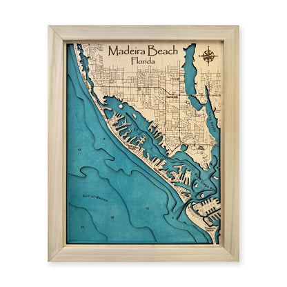 Madeira Beach wood map — multilayer, white background