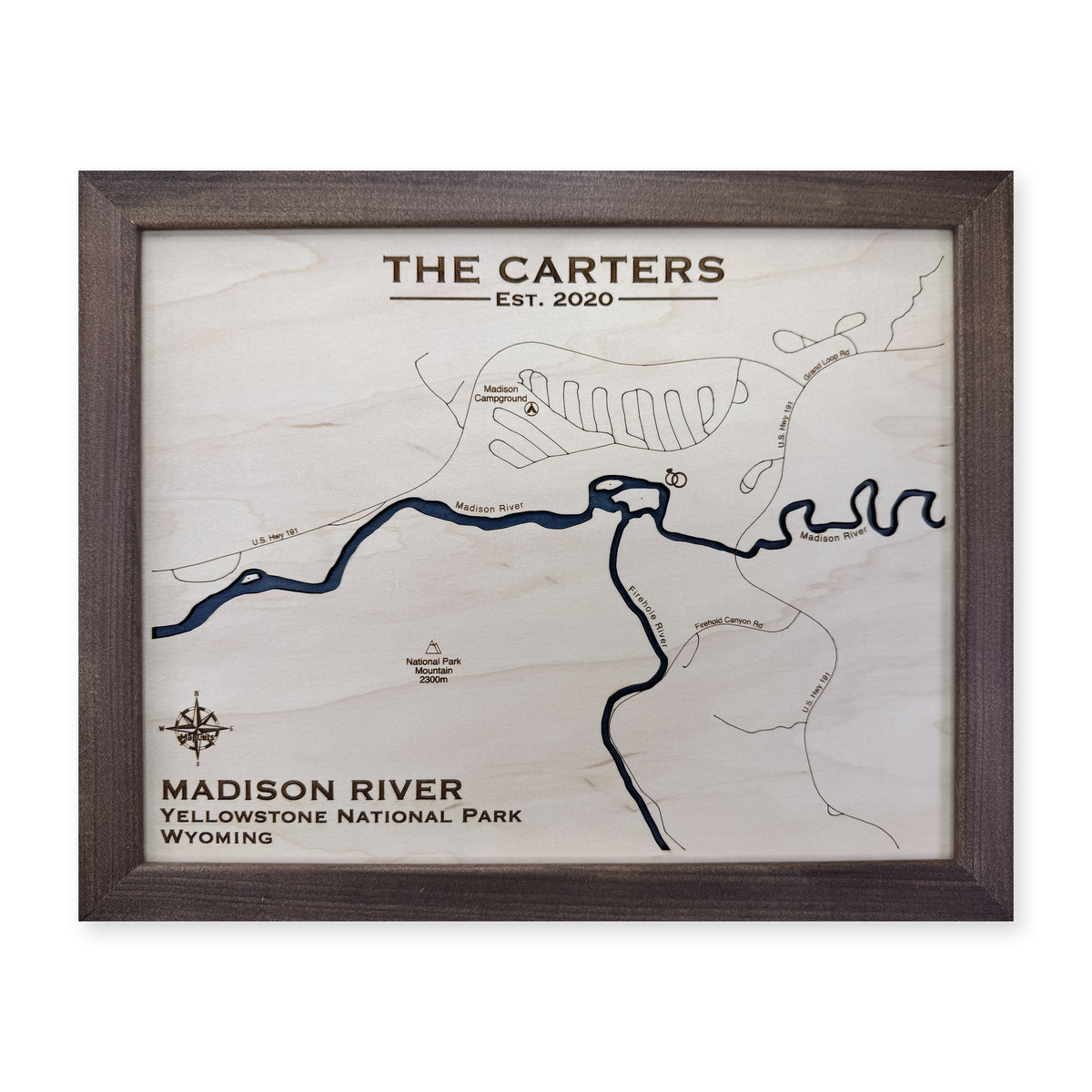 Madison Carters wood map — single layer, white background
