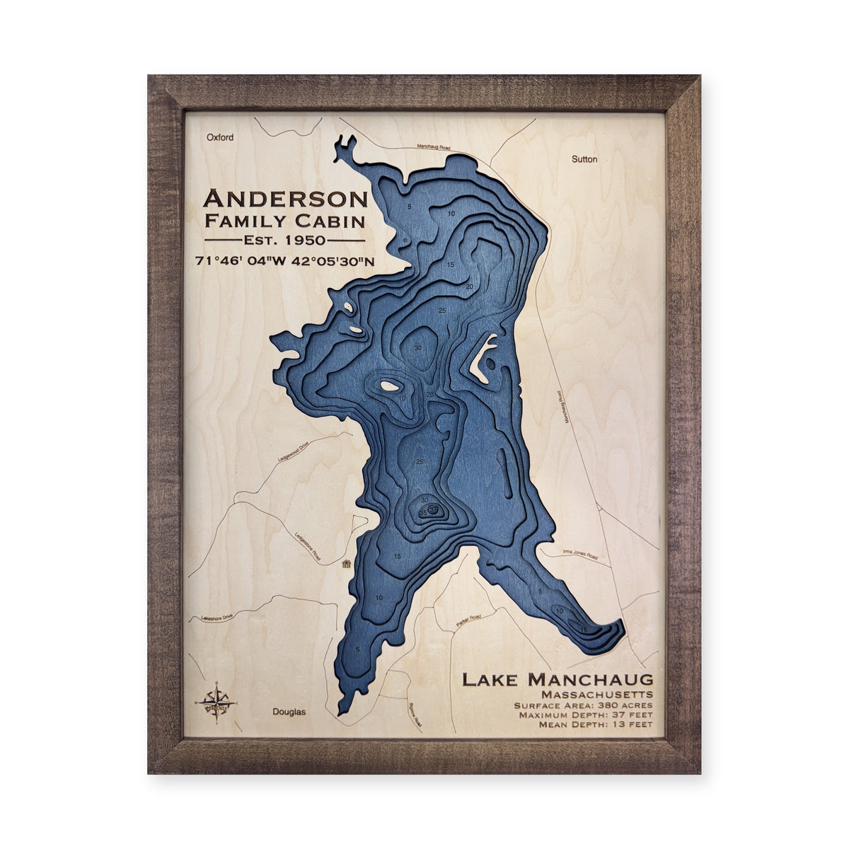 Manchaug Anderson wood map — multilayer, white background