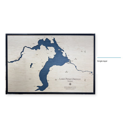 Lake Pend Oreille Wood Map — Single layer — style-labeled photo