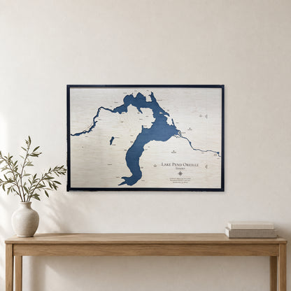 Lake Pend Oreille Wood Map — Single layer — room mockup