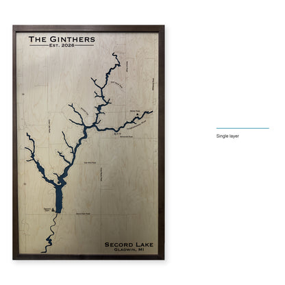 Secord Lake, Michigan Wood Map — Single layer — style-labeled photo