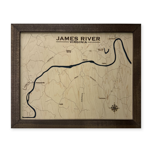 James River, Virginia Wood Map — Single layer — plain-background photo
