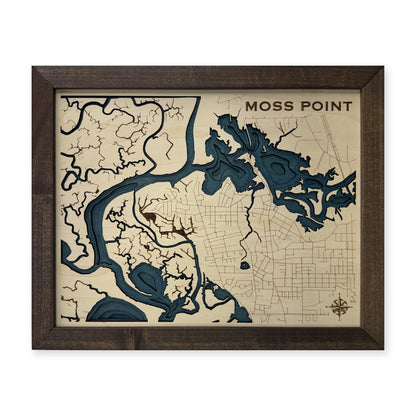 Moss Point, Mississippi Wood Map — Multilayer — plain-background photo