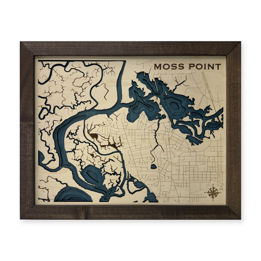 Moss Point, Mississippi Wood Map — Multilayer — plain-background photo