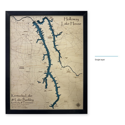 Kentucky Lake and Lake Barkley Wood Map — Single layer — style-labeled photo