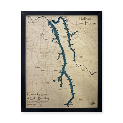 Kentucky Lake and Lake Barkley Wood Map — Single layer — plain-background photo