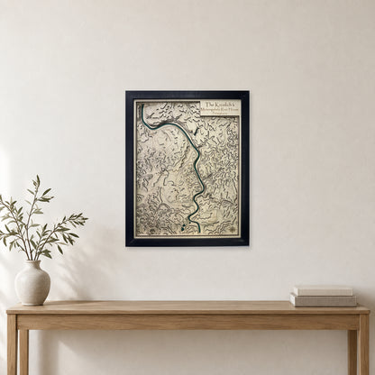 Monongahela River, Pennsylvania Wood Map — Layered topo map — room mockup