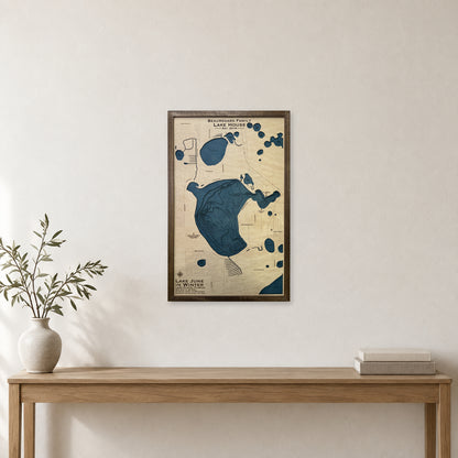 Lake June in Winter, Florida Wood Map — Multilayer — room mockup