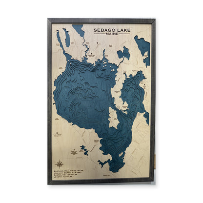Sebago Lake, Wood Map — Multilayer — plain-background photo