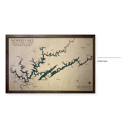 Norris Lake, TN, Wood Map — Single layer — style-labeled photo
