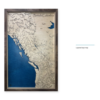 British Columbia Pacific Coast Wood Map — Layered topo map — style-labeled photo