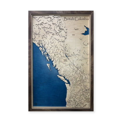 British Columbia Pacific Coast Wood Map — Layered topo map — plain-background photo