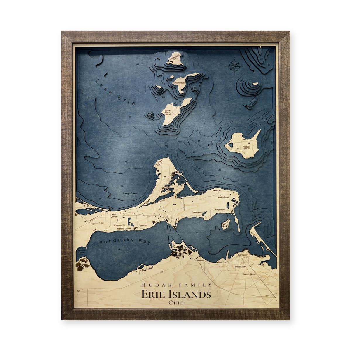 Sandusky Bay / Lake Erie Islands Map — Multilayer — plain-background photo